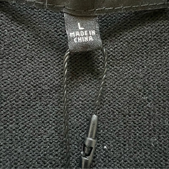 NWT Chloe +Jasmine Long Sleeve V Neck Open Front Pocketed Black Knit Cardigan L - Picture 7 of 13